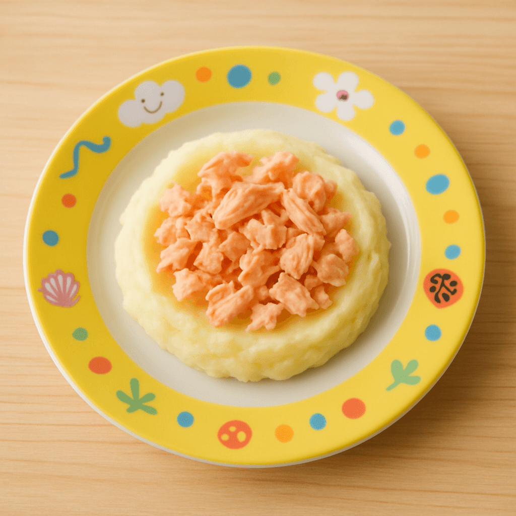 연어토핑 감자 으깨기